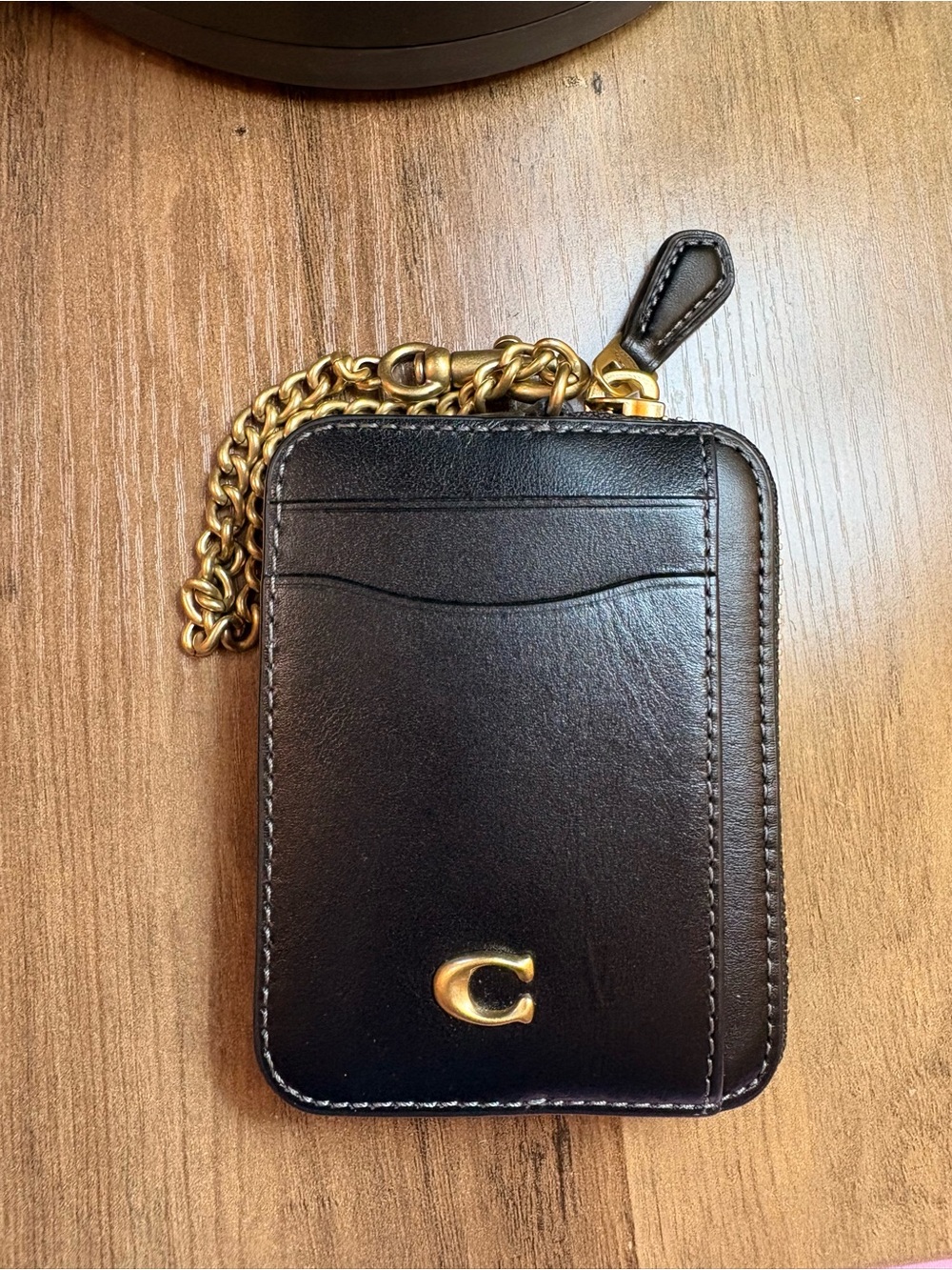 Coach essential chain card case black